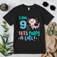 9th Birthday Axolotl - I Am 9 Let's Party A Lotl Premium T-Shirt