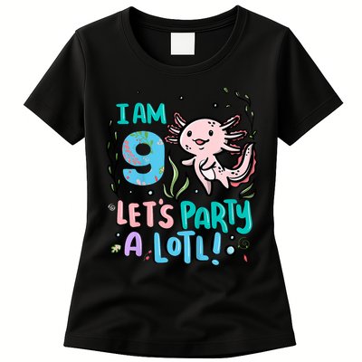 9th Birthday Axolotl - I Am 9 Let's Party A Lotl Womens T-Shirt