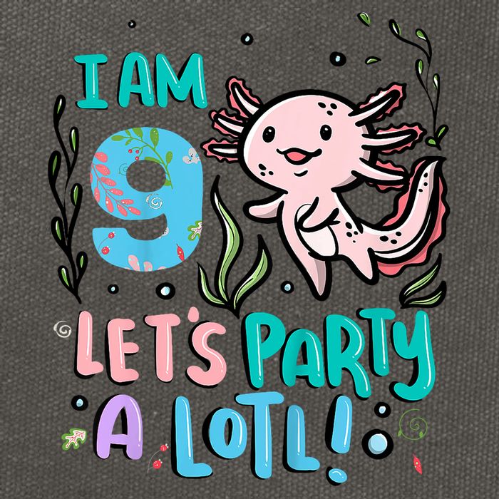 9th Birthday Axolotl - I Am 9 Let's Party A Lotl Cotton Canvas Backpack