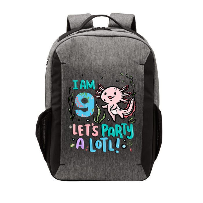 9th Birthday Axolotl - I Am 9 Let's Party A Lotl Vector Backpack