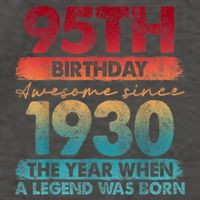 95th Birthday Awesome Since 1930 The Year When A Legend Was Born Vector Backpack
