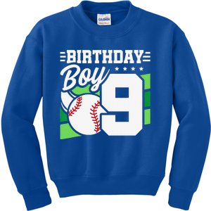 9th Birthday Baseball Birthday Party 9th Birthday Kids Sweatshirt