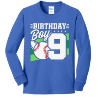 9th Birthday Baseball Birthday Party 9th Birthday Kids Long Sleeve Shirt