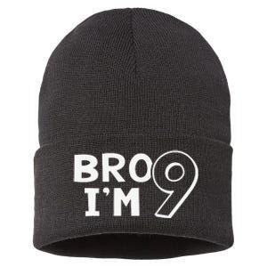 9th Birthday Bro I’m 9 Year Old Eight Party Sustainable Knit Beanie