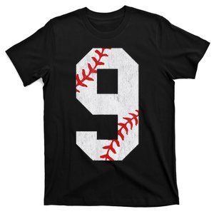 9th Birthday Baseball Big Number Nine 9 Year Old Cute T-Shirt