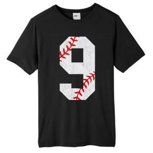 9th Birthday Baseball Big Number Nine 9 Year Old Cute Tall Fusion ChromaSoft Performance T-Shirt