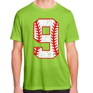 9th Birthday Baseball Big Number Nine 9 Year Old Adult ChromaSoft Performance T-Shirt