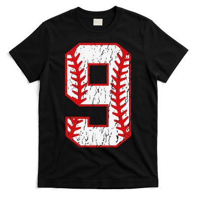 9th Birthday Baseball Big Number Nine 9 Year Old T-Shirt