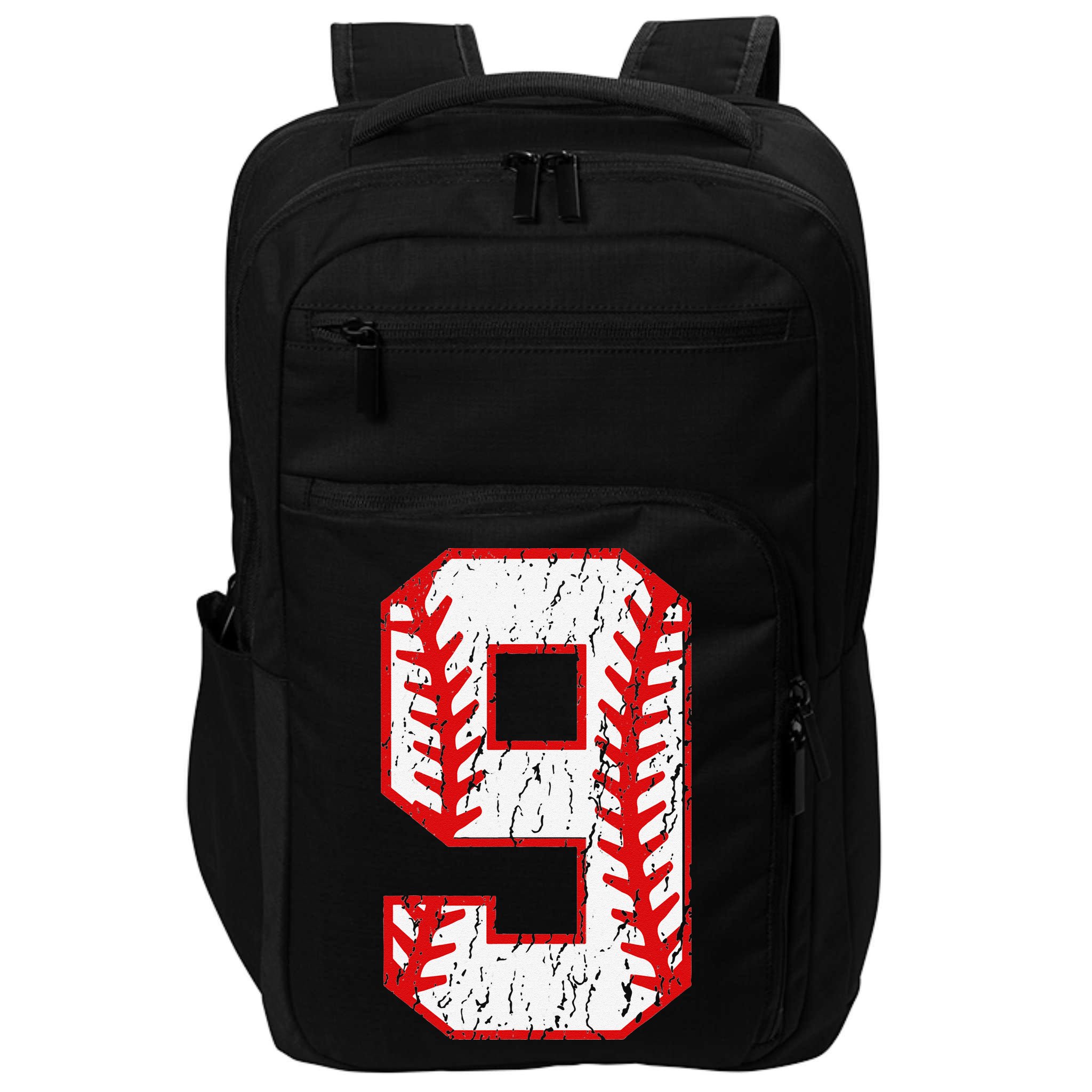 9th Birthday Baseball Big Number Nine 9 Year Old Impact Tech Backpack