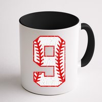 9th Birthday Baseball Big Number Nine 9 Year Old Mug