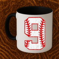 9th Birthday Baseball Big Number Nine 9 Year Old Mug