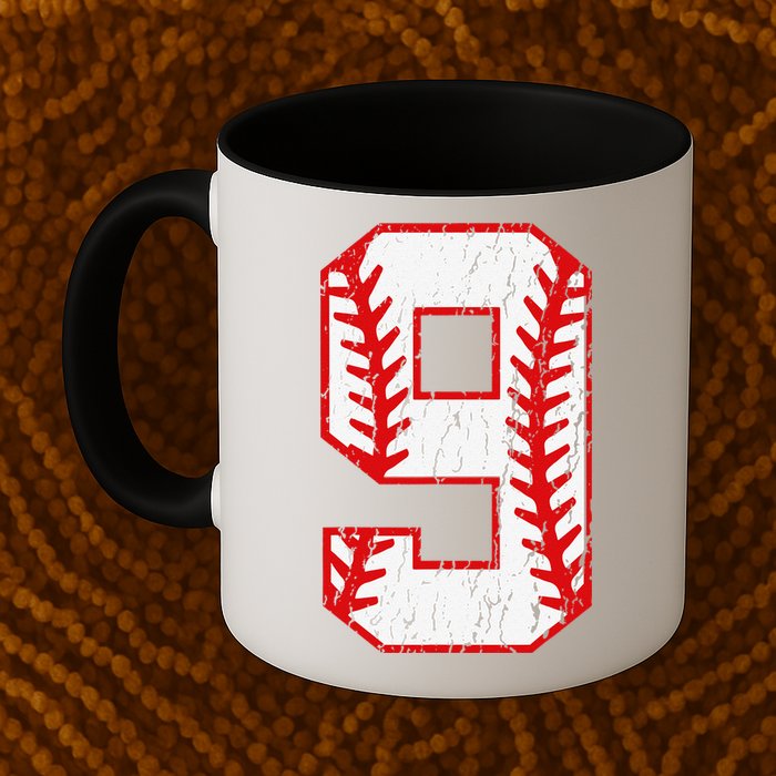 9th Birthday Baseball Big Number Nine 9 Year Old Mug