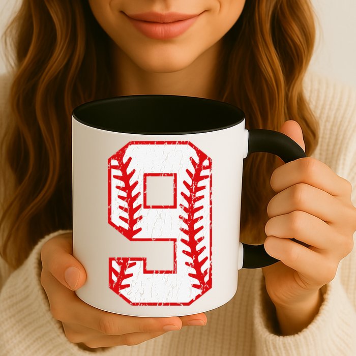 9th Birthday Baseball Big Number Nine 9 Year Old Mug