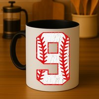 9th Birthday Baseball Big Number Nine 9 Year Old Mug
