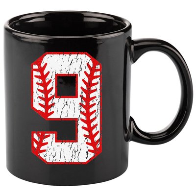 9th Birthday Baseball Big Number Nine 9 Year Old 11oz C Handle Ceramic Mug
