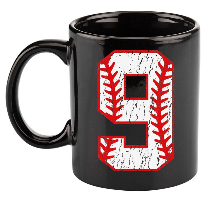 9th Birthday Baseball Big Number Nine 9 Year Old 11oz C Handle Ceramic Mug