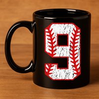 9th Birthday Baseball Big Number Nine 9 Year Old 11oz C Handle Ceramic Mug