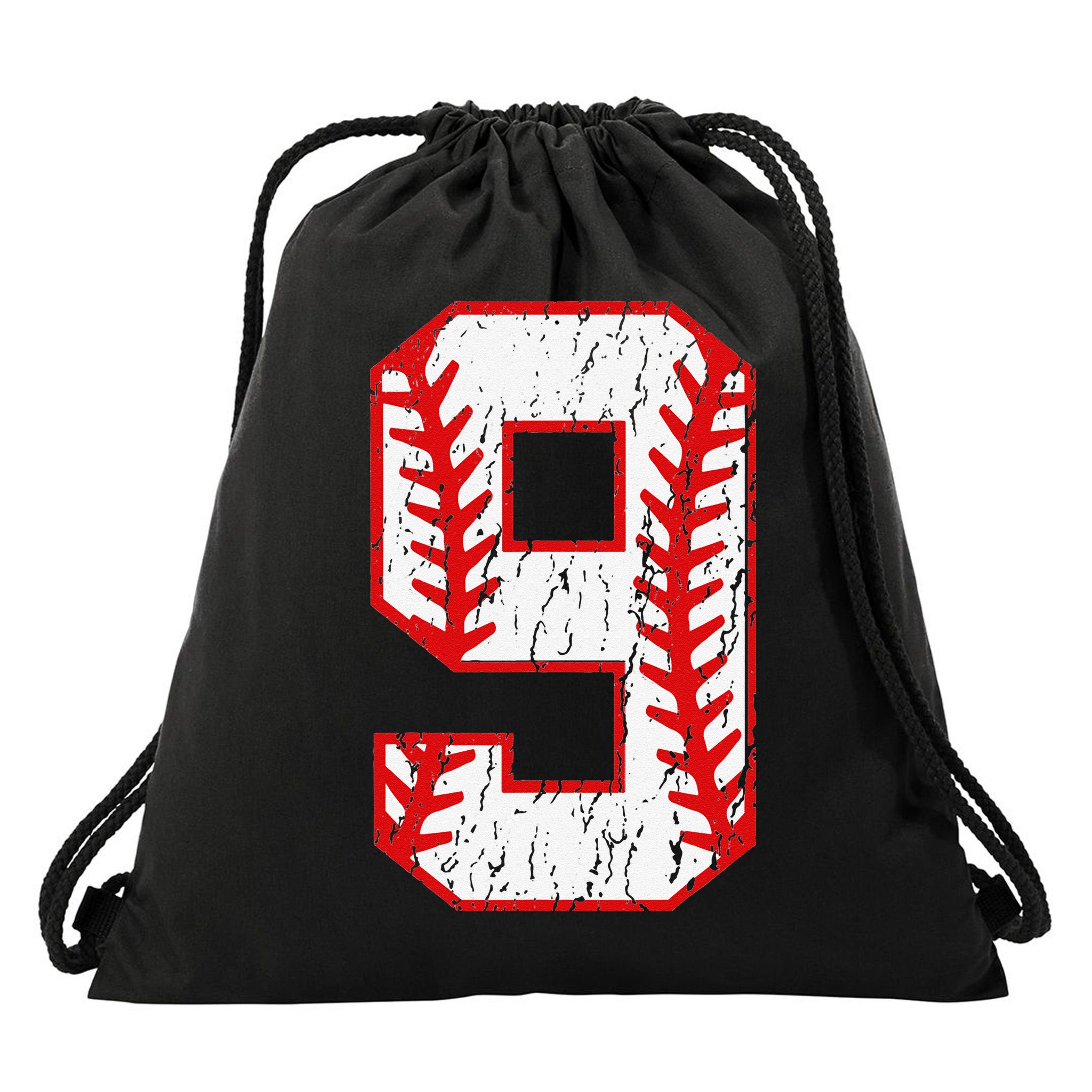 9th Birthday Baseball Big Number Nine 9 Year Old Drawstring Bag