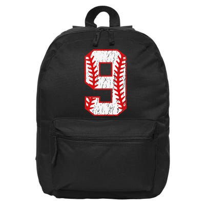 9th Birthday Baseball Big Number Nine 9 Year Old 16 in Basic Backpack