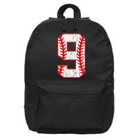 9th Birthday Baseball Big Number Nine 9 Year Old 16 in Basic Backpack