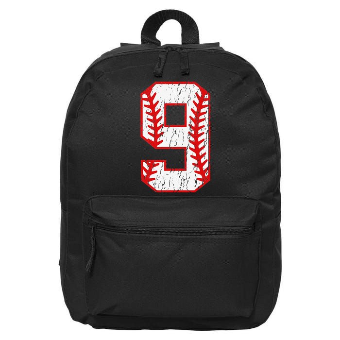 9th Birthday Baseball Big Number Nine 9 Year Old 16 in Basic Backpack