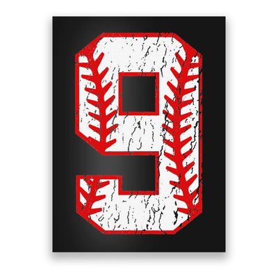 9th Birthday Baseball Big Number Nine 9 Year Old Poster