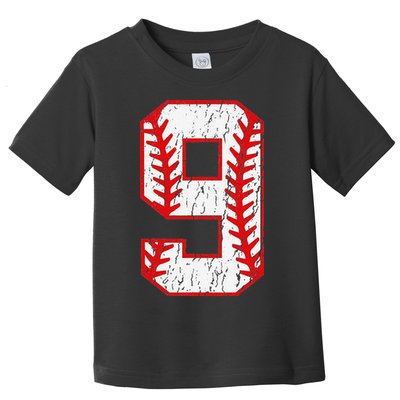 9th Birthday Baseball Big Number Nine 9 Year Old Toddler T-Shirt