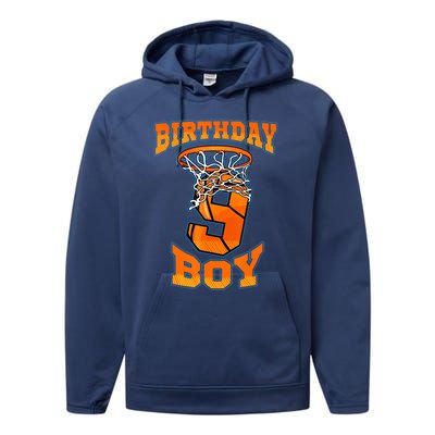 9th Birthday Basketball Boy 9 Year Old Basketball Performance Fleece Hoodie