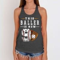 9th Birthday Baseball Boy Nine Year Old Baseball Player Women's Knotted Racerback Tank