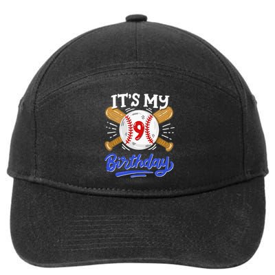 9th Baseball Birthday Party Sport Fan 9 Years Old 7-Panel Snapback Hat