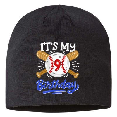 9th Baseball Birthday Party Sport Fan 9 Years Old Sustainable Beanie