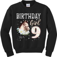 9th Birthday Bday 9 Year Old Horse Animal Lovers Kids Sweatshirt