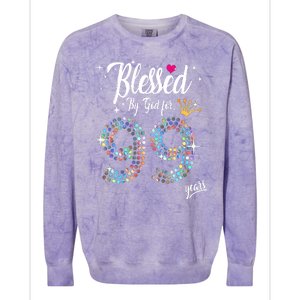 99th Birthday Blessed By God For 99 Years Anniversary Colorblast Crewneck Sweatshirt