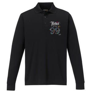 99th Birthday Blessed By God For 99 Years Anniversary Performance Long Sleeve Polo