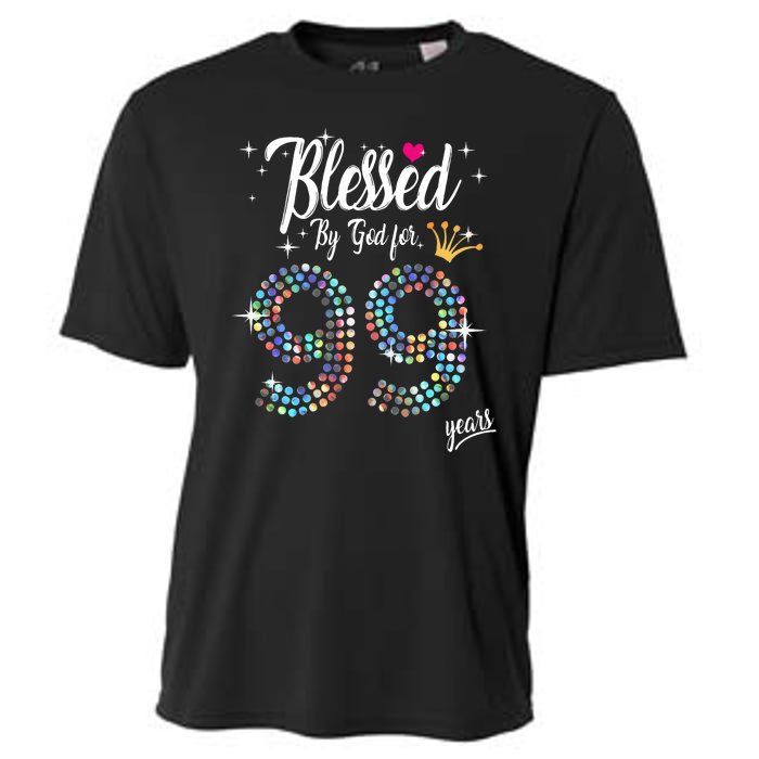 99th Birthday Blessed By God For 99 Years Anniversary Cooling Performance Crew T-Shirt