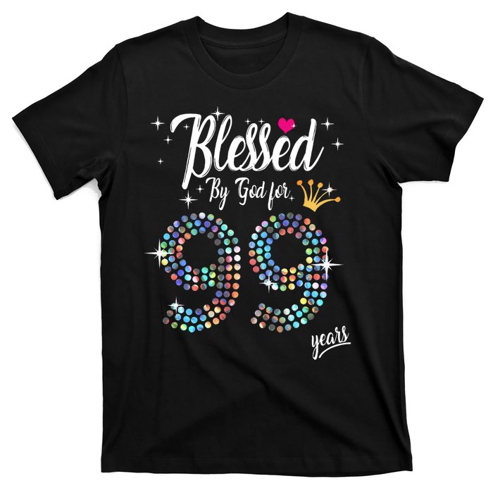 99th Birthday Blessed By God For 99 Years Anniversary T-Shirt