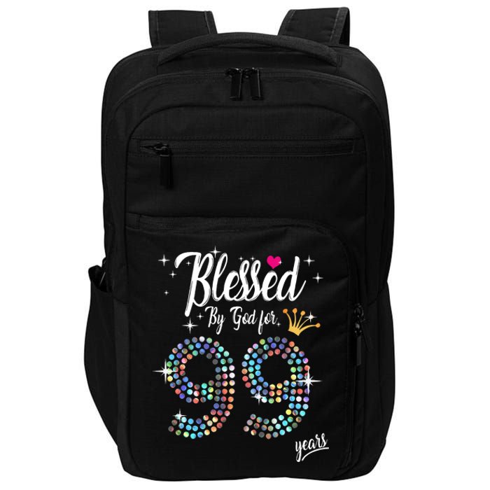 99th Birthday Blessed By God For 99 Years Anniversary Impact Tech Backpack