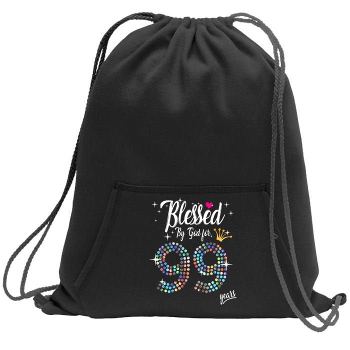 99th Birthday Blessed By God For 99 Years Anniversary Sweatshirt Cinch Pack Bag