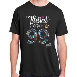 99th Birthday Blessed By God For 99 Years Anniversary Adult ChromaSoft Performance T-Shirt