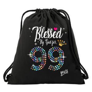 99th Birthday Blessed By God For 99 Years Anniversary Drawstring Bag