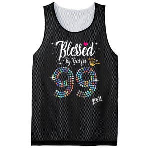 99th Birthday Blessed By God For 99 Years Anniversary Mesh Reversible Basketball Jersey Tank