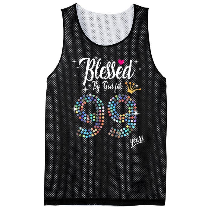 99th Birthday Blessed By God For 99 Years Anniversary Mesh Reversible Basketball Jersey Tank