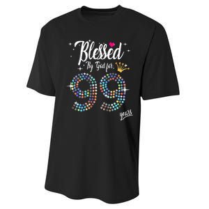 99th Birthday Blessed By God For 99 Years Anniversary Performance Sprint T-Shirt