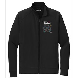 99th Birthday Blessed By God For 99 Years Anniversary Stretch Full-Zip Cadet Jacket