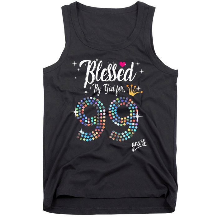 99th Birthday Blessed By God For 99 Years Anniversary Tank Top