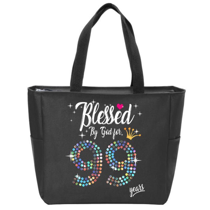 99th Birthday Blessed By God For 99 Years Anniversary Zip Tote Bag