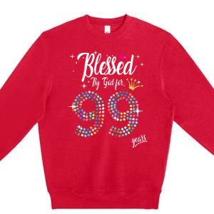 99th Birthday Blessed By God For 99 Years Anniversary Premium Crewneck Sweatshirt