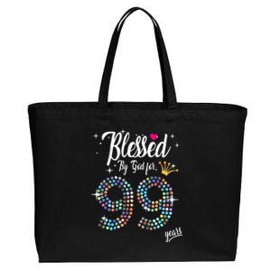 99th Birthday Blessed By God For 99 Years Anniversary Cotton Canvas Jumbo Tote