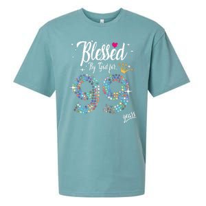 99th Birthday Blessed By God For 99 Years Anniversary Sueded Cloud Jersey T-Shirt