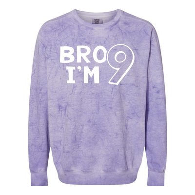 9th Birthday Bro I’m 9 Year Old Nine Nineth Party Colorblast Crewneck Sweatshirt